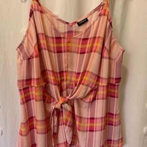 Torrid Pink plaid tank top Sleeveless Camisole with Tie Front
